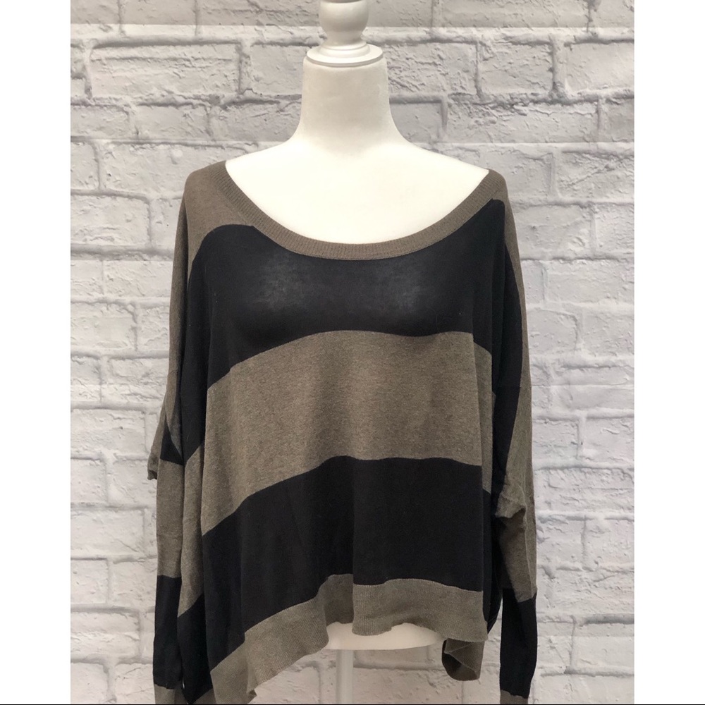 Off the shoulder striped lightweight sweater